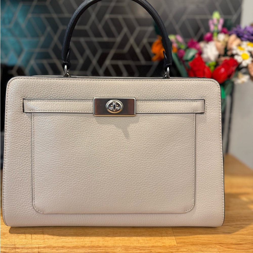 Coach Cream Satchel with Structured Design